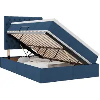 vidaXL Opslag bed met matras met hoofdeinde Blauw 120 x 190 cm Stof