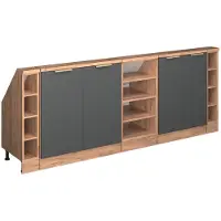 Vicco R-Line Keukenkast voor schuine wand – 210 cm Set van 5 Antraciet goud/goud power eiken