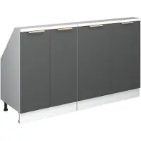 Vicco R-Line Keukenkast voor schuine wand – 140 cm Set van 2 Antraciet-Goud/Wit