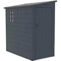 Vente-unique Schuurhuis van hars tegen de muur antracietgrijs 2,09 m² ALBERTO