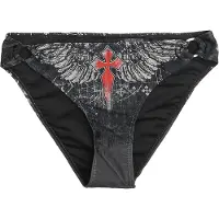Rock Rebel by EMP - Rock Bikini Slip - Bikiniunterteil mit Skull Print - S tot XXL - voor Vrouwen - zwart | Maat XXL