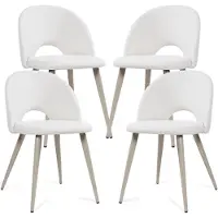 En.casa Eetkamerstoel 'Karijoki', set van 4, gestoffeerde stoelen, met stoffen bekleding en metalen poten, afmetingen 77 x 50 x 55 cm, beige