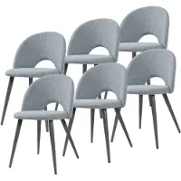 En.casa Eetkamerstoel 'Karijoki', set van 6, gestoffeerde stoelen, met stoffen bekleding en metalen poten, afmetingen 77 x 50 x 55 cm, kleur grijs