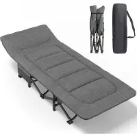 Markenlos Robuust, inklapbaar campingbed voor volwassenen, geschikt tot 250 kg, ideaal voor buiten, kamperen, reizen en thuisgebruik, kleur grijs.