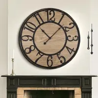 OEM Moderne houten wandklok in groot formaat, 60 cm / 24 inch, werkt op batterijen, elegante wandklok voor woonkamer, slaapkamer, eetkamer, landelijke inrichting en kantoor.