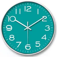 OEM 12-inch (30 cm) cyaanblauwe wandklok, stille veerslinger, quartz wandklok, moderne quartz klok, decoratieve klok voor de keuken