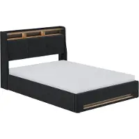VitaliSpa Christin Gestoffeerd bed – met matras, LED en USB-aansluiting Antraciet/eiken