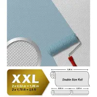 EDEM Behang glasvezel look 80330BR60 vliesbehang structuur behang overschilderbaar reliëfbehang XXL-behang wit 26,50 m2