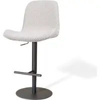 Nolon Niva-Fé Draaibare Tulp Barkruk Bouclé Beige - Verstelbaar - Mat Zwart Onderstel - Barstoel - Japandi - Stoffen