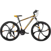 Happiq Mountainbike 66 cm – Voor Heren en Dames / Off-Road en Dagelijks Gebruik – 21 Versnellingen MTB met Dubbele Mechanische Schijfremmen – Aluminium Frame met Spatborden – Oranje