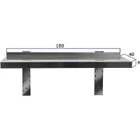 HCB - Professionele Wandschap van metaal - Wandschap - RVS / INOX - Muurplank - wandplank - Horeca - 40x100x4 cm (DxBxH) - 20 kg - 8469