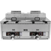 HCB - Professionele grote Horeca frituurpan - Dubbele friteuse - 2 x 30 liter - propaan - RVS / INOX frietpannen - frietpan - 47x110x48 cm (DxBxH) - 8750W - 2603