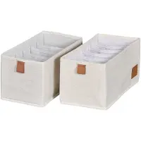 Azomor Tweedelige beige stoffen ladebox met zes vakken voor optimale organisatie