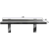 HCB - Professionele Wandschap van metaal - Wandschap - RVS / INOX - Muurplank - wandplank - Horeca - 40x140x4 cm (DxBxH) - 15 kg - 8565