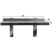 HCB - Professionele Wandschap van metaal - Wandschap - RVS / INOX - Muurplank - wandplank - Horeca - 30x80x4 cm (DxBxH) - 15 kg - 8636