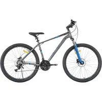 Happiq Mountainbike – Voor heren – 21 versnellingen, hydraulische schijfremmen, vergrendelbare verende vork, 27,5 inch (70 cm) wiel – Grey and Blue-21
