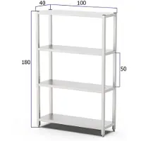HCB - Opbergrek metaal - stellingkast - 120 x 40 x 180 cm - RVS / INOX keuken stelling - Metalen wandrek - 40x100x180 cm (DxBxH) - 50 kg - 7785