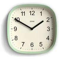 OEM Retro wandklok | Moderne, vierkante klok met ronde wijzerplaat | 25 cm | Pastelgroen | Gemakkelijk af te lezen | Ideaal voor de keuken of het kantoor