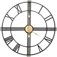 OEM Luxe moderne wandklok - antieke zwarte wijzerplaat met gouden Romeinse cijfers - zeer stil - metalen klok
