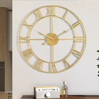 OEM Ronde wandklok met Romeinse cijfers, vintage design, stille metalen wandklok voor woonkamer, keuken, slaapkamer, tuin decoratie - goud, 60 cm