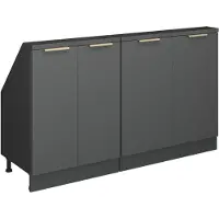 Vicco R-Line Keukenkast voor schuine wand – 140 cm Set van 2 Antraciet-goud
