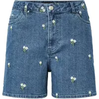 Pieces Jeans 'PCFLORA' blauw denim / groen / wit