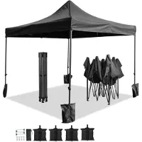 IvoQ Opvouwbare Partytent 3x3 m – Extra Stevig Model – Easy Up & Waterdicht – Incl. Zandzakken – Zwart