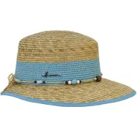 Herman chapeau été en paille naturelle bicolore femme avec ceinture en raphia et perles