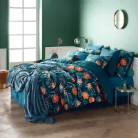 De Witte Lietaer Dekbedovertrek Bird of Paradise Deep Petrol Satijn-260 x 200 / 220 / 240 cm | Extra Breed