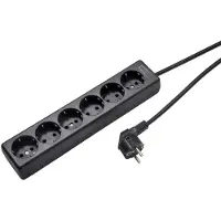 Kaiser Martin 6-Weg haakse contactdoos met 5m kabel Zwart (Europese Stekkerdoos) - 1060ZL5-15W/SW