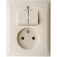 Hager Berker S.1 Serieschakelaar met 2P Stopcontact - Wit - 6143658982