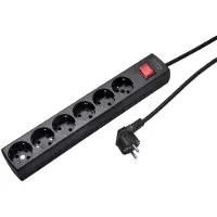 Kaiser Martin 6-voudige contactdoos 45 graden (Europese Stekkerdoos) - Schakelaar met 1,5m kabel (Europese Stekkerdoos) - 1033ZL/15W/SW