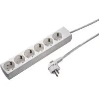 Kaiser Martin 6-polige 45 graden wandcontactdoos met 5m kabel wit (Europese Stekkerdoos) - 1086ZL5-15W/KWS