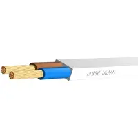 Donne Flexibele Vinyl Kabel 2x0.75mm² Plat Wit Eca - D09477 [100 Meters]