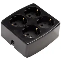 Kaiser Martin 4-Weg contactdoos met aardingscontact zwart (Europese Stekkerdoos) - 536/SW [2 stuks]