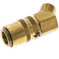 Tameson Messing DN 9 Tempereerkoppeling Snelkoppeling M16x1.5 Buitendraad Loskoppelbeveiliging Dubbele afsluiting 45-deg