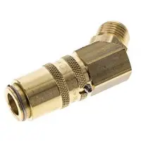 Tameson Messing DN 6 Tempereerkoppeling Snelkoppeling G 1/4 inch Buitendraad Loskoppelbeveiliging Dubbele afsluiting 45-deg