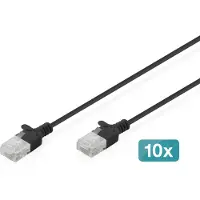 Digitus DK-1618-020S-BL-10 RJ45 Netwerkkabel, patchkabel CAT 6 U/UTP 2 m Zwart 10 stuk(s)