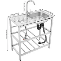 StarTech.com Vrijstaande spoelbak - Enkel bassin - RVS - Met kraan - Met opbergruimte - 1 gat - Geschikt voor keuken/buitenruimte/garage