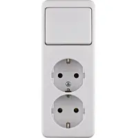 Hager Berker Opbouwschakelaar Combinatie dubbele wandcontactdoos - 61402649
