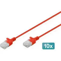 Digitus DK-1618-010S-R-10 Patchkabel CAT 6 U-UTP Slim 1m Rot 10 Stück