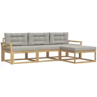 vidaXL Buiten bank set 4 st Wit en Lichtgrijs Polyester