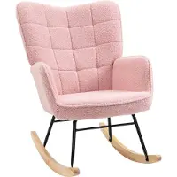 HOMCOM - Schommelstoel - met Fleece Look - Armleuningen - Roze