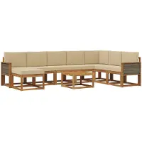 vidaXL Buiten bank set 9 st Natuurlijk en Beige Massief Acacia Hout