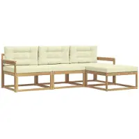 vidaXL Buiten bank set 4 st Wit en crèmekleurig Polyester