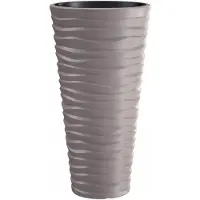 Prosperplast Zandpot Mocca 75cm hoog, 3D golfpatroon, vorstbestendig