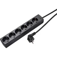 Kaiser Martin 6-weg 45 graden zwarte contactdoos met 5m kabel (Europese Stekkerdoos) - 1086ZL/15W/SW
