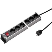 Kaiser Martin Aluminium Stopcontactstrip 10 Weg 45 Graden met Schakelaar Kabel (Europese Stekkerdoos) - 1301ZL10SW15 [10 Stuks]