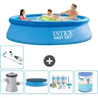 Intex Rond Opblaasbaar Easy Set Zwembad - 305 x 76 cm - Blauw - Inclusief Pomp - Afdekzeil - Onderhoudspakket - Filter - Stofzuiger - 6-delig