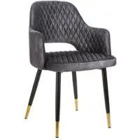 Invicta Elegante stoel PARIS grijs fluweel decoratief quilten en gouden voetdoppen - 40571